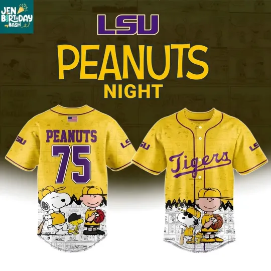 Discover LSU TEAM X PEANUT 75, 3d BASEBALL JERSEY, AOP