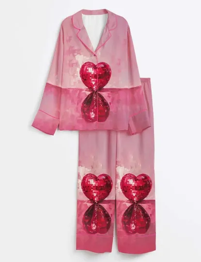 Discover Women’s Heart Disco Ball Valentine’s Day Romantic Pajama Set