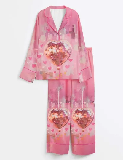 Women’s Heart Disco Ball Valentine's Day Pajama Set