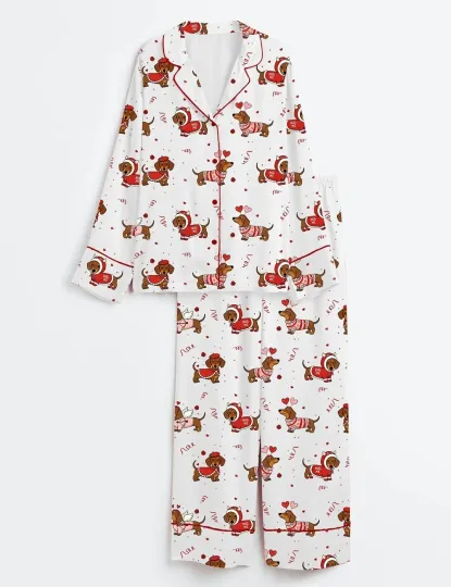 Women’s Dachshund Is My Valentine Coquette Heart Pajama Set