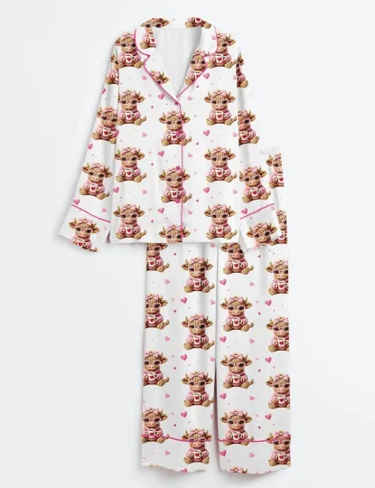 Discover Valentine Highland Cow Chunky Crochet Pajama Set