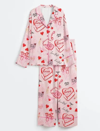 Discover Valentine’s Day Hearts Lollipops & Lipsticks Pajama Set