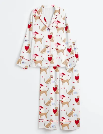Discover Women’s Puppy Love Valentines Day Dog Lover Dog Mom Long Sleeve Pajama Set