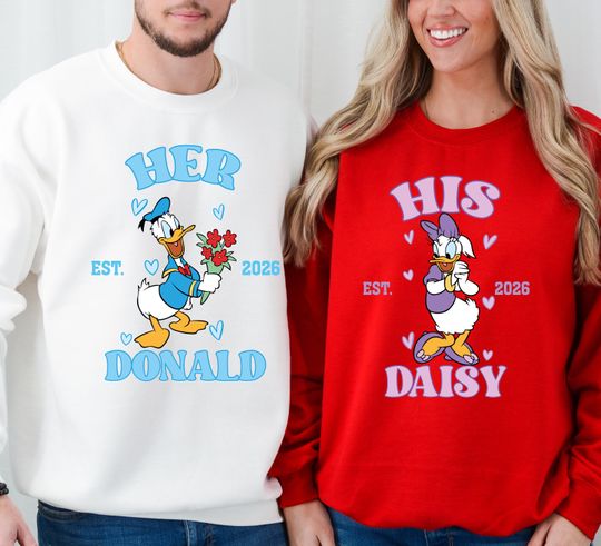 Discover Her Donald and His Daisy Lova Sweatshirt, Disney Valentine Shirt, Disneyland Vacation Shirt, Disney Matching Honeymoon Shirt, Disney XOXO