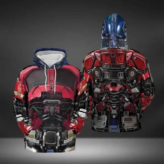Optimus Prime Robot Cosplay Costume Transformers Autobot Hoodie 3D Printed S-5XL
