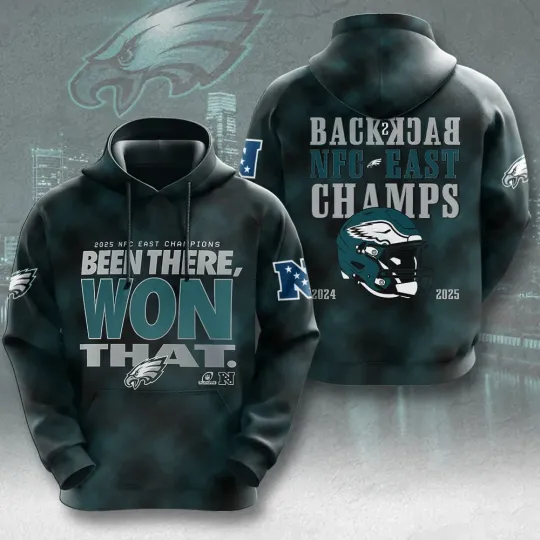 Discover Eagles 2025 NFC East Division Champions 3D Hoodie