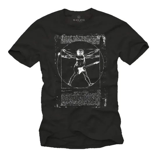 Vintage Rock Band Men's T-Shirt with Da Vinci Guitar