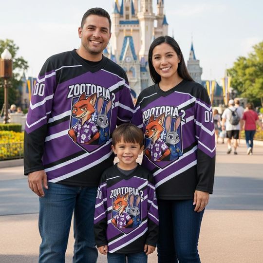 Discover Custom Name And Number Zootopia Jersey, Personalized Nick & Judy Sporty Hockey Shirt, Disney Animal City Fan Apparel