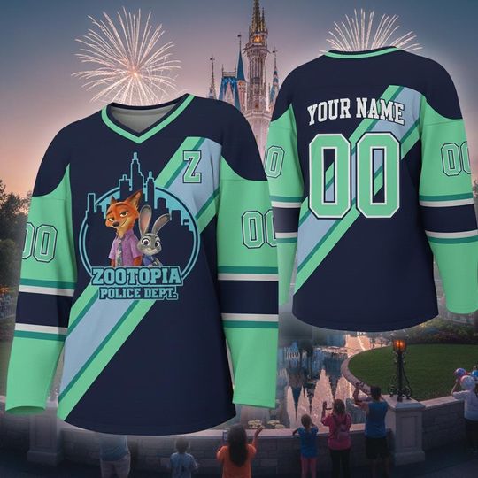 Discover Custom Zootopia Hockey Jersey with Name And Number, Personalized Judy And Nick Shirt, Disney Movie Sporty Outfit for Kids & Adults