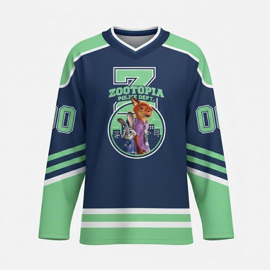 Discover Custom Zootopia Hockey Jersey with Name & Number, Personalized Nick and Judy Shirt for Kids Youth Adults, Disney Animal City Fan Jersey