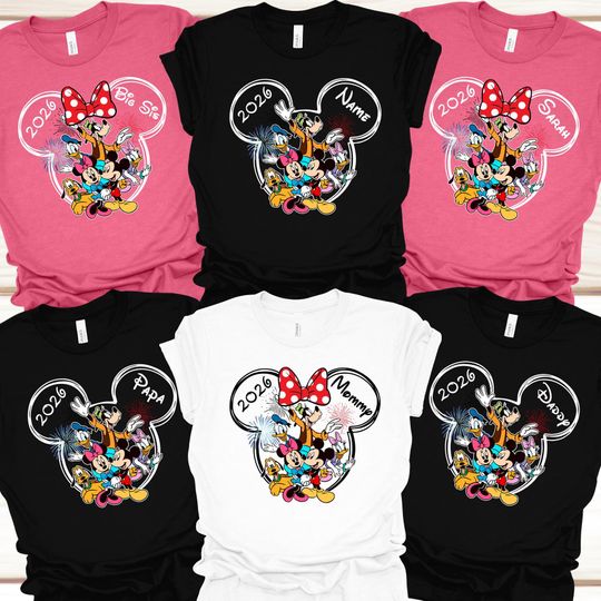 Discover Custom Disney 2026 Trip Shirt, Matching Family Disney Shirt, Personalized Minnie Mickey Shirt, Matching Disney Group Vacation Shirt