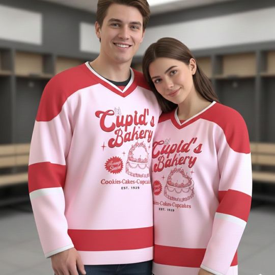 Personalized Retro Valentine Hockey Jersey, Preppy Coquette Valentines Jersey, Womens Valentine Gift