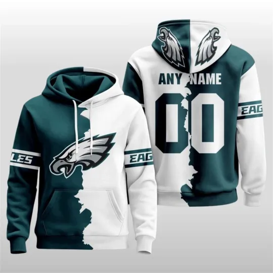 Discover Football Eagles 2025 Victory Split Hoodie Custom Name And Number Size S-5XL