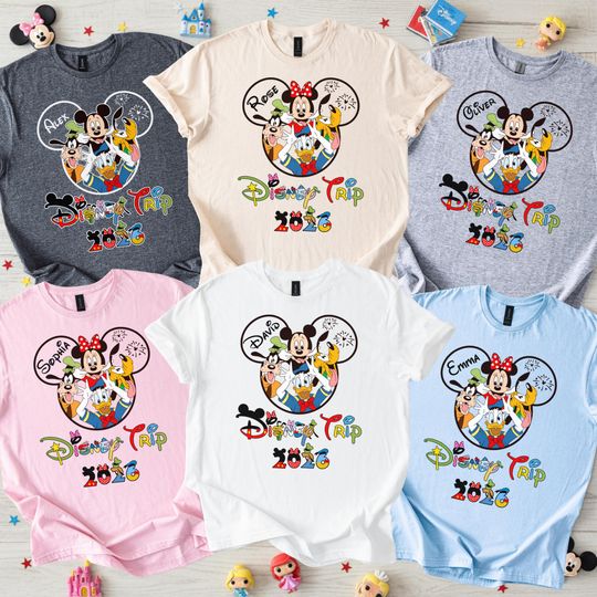 Discover Custom Disney Trip 2026 Family Shirts, Disney Family Vacation 2026 Shirt, Disney Castle Trip Shirt, Memories Together Shirt, Custom Name Tee