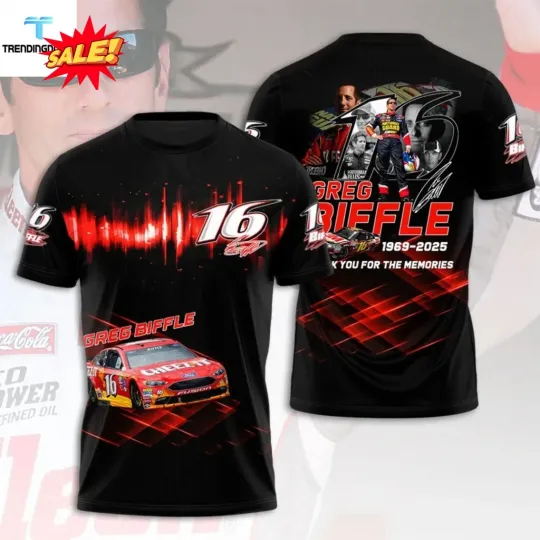 Discover Greg Biffle 16 Tribute Shirt 2025 Racing Fan Gift 3D Shirt