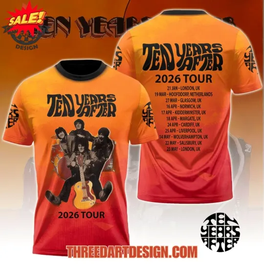 Discover Ten Years After 2026 Tour 3D T-Shirt