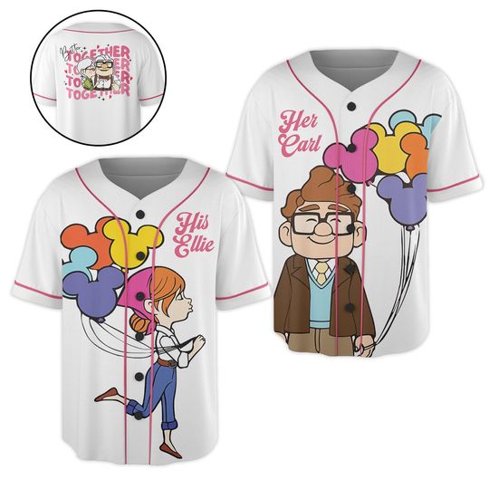 Discover Her Carl His Ellie Couple Baseball Jersey, Dis-ney Pixar Up Valentine Outfits, Carl and Ellie Love Jersey