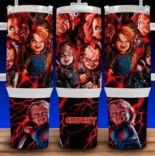 40oz Chucky Child's Play Horror Movie Tumbler with Handle