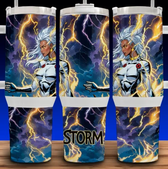 Discover 40oz Storm X-Men Lightning Comic Book Tumbler with Handle