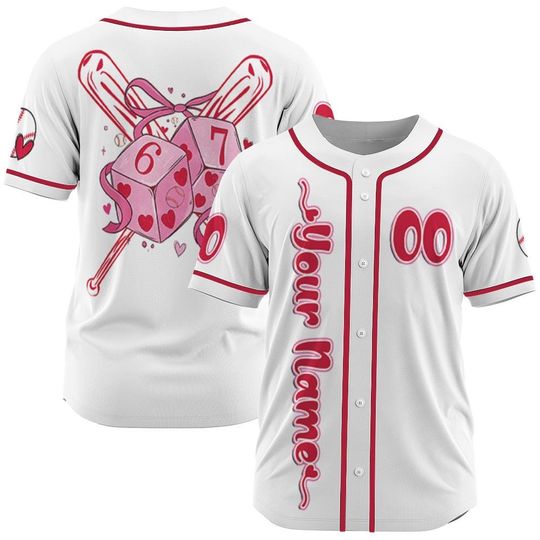 Valentine Couple Baseball Style Jersey  Cute 67 Number, Preppy Coquette Matching Top