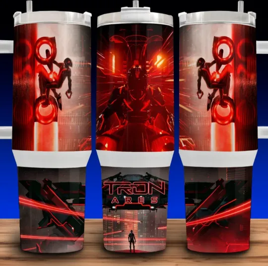 Discover 40oz Ares Movie Tumbler with Handle & Straw Featuring Jared Leto
