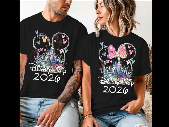 Discover Custom Disney Vacation 2026 family watercolor 2026 Shirts, Disney Trip 2026 Shirt, Disneyland Shirts, Disney Couple Shirts, Disneyworld