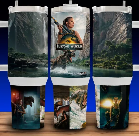 40 oz Jurassic World Rebirth T-Rex Tumbler with Handle
