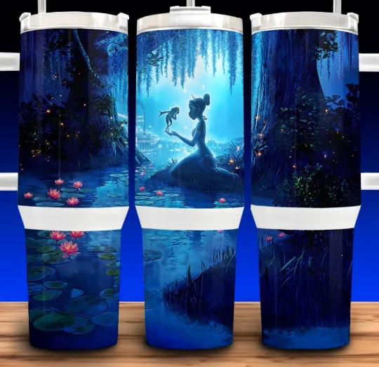 Discover 40 oz Tumbler with Handle Princess Tiana and The Frog on the Bayou Cup Mug