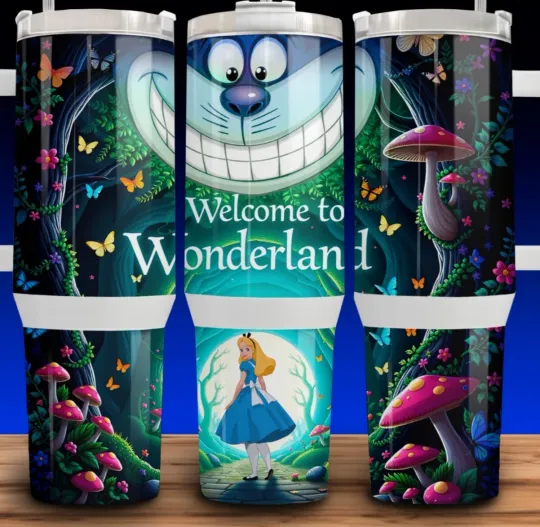 Discover 40oz Alice in Wonderland Cheshire Cat Tumbler with Handle