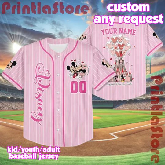 Discover Personalized Disney Happiest Place Baseball Jersey, Custom Valentine Couple Jersey, Disney Matching Gift