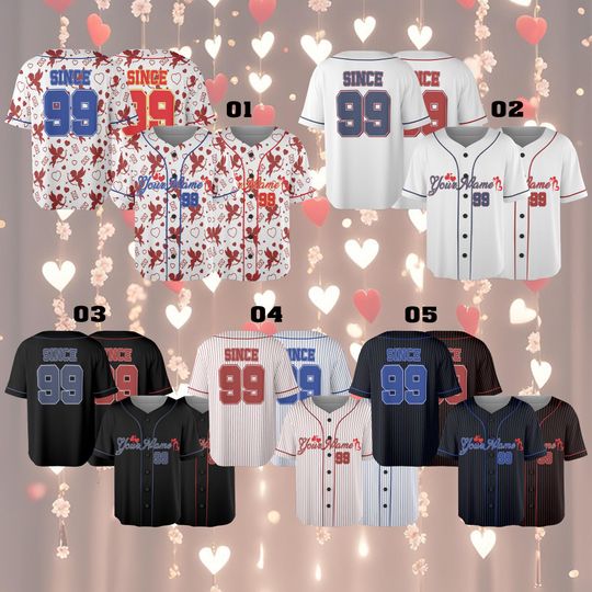 Discover Personalized Together Since Baseball Jersey, Baseball Jersey For Anniversary, Wedding, Valentine, Matching Couple Jersey, Valentine Gift