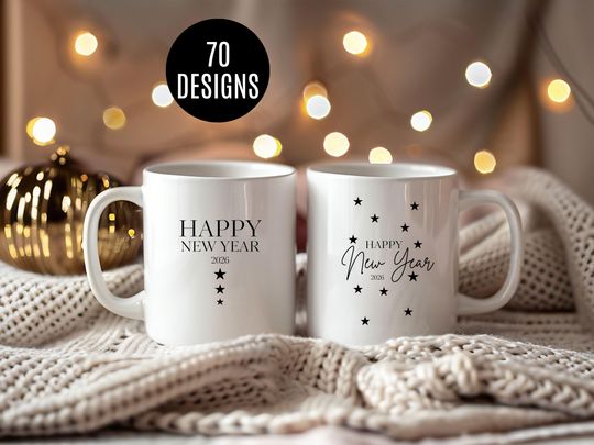 Discover Personalized Happy New Year Ceramic Mug with Two Festive Designs
