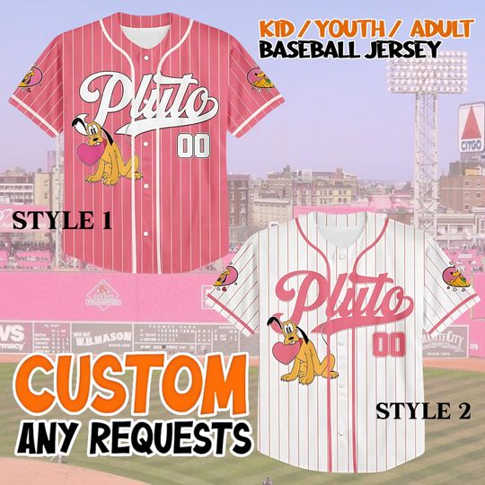 Discover Personalized Pluto Valentine Baseball Jersey, Custom Pluto Dog Jersey Shirt, Disney Valentine Baseball Jersey, Baseball Jersey