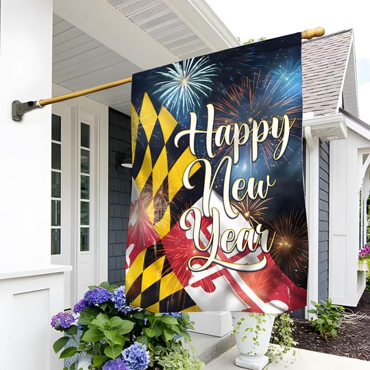 Discover Happy New Year Maryland Flag