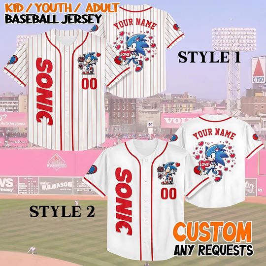 Discover Custom Sonic the Hedgehog Valentine Baseball Jersey, Personalized Sonic Jersey Shirt,  Sonic Baseball Jersey, Sonic Valentine Gift