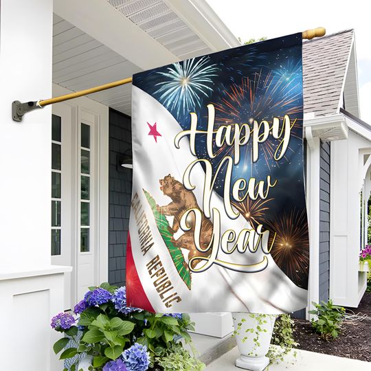 Discover Happy New Year California Flag American