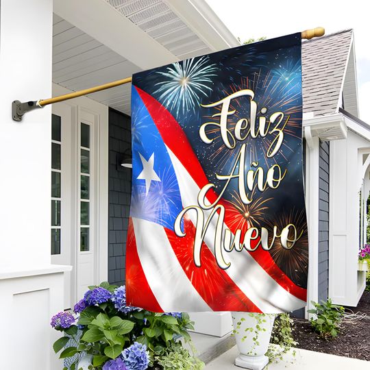 Discover Happy New Year, Feliz Ao Nuevo Puerto Rico Flag