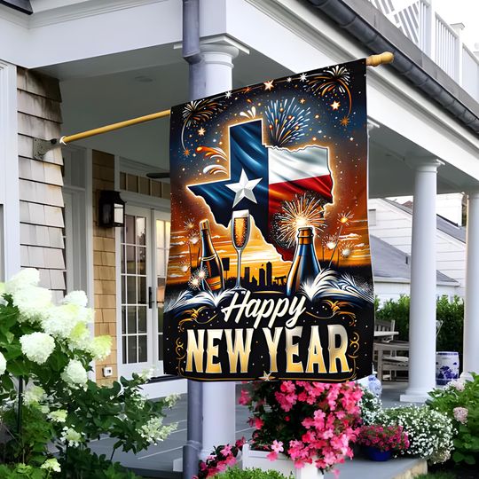 Discover Texas Happy New Year Flag
