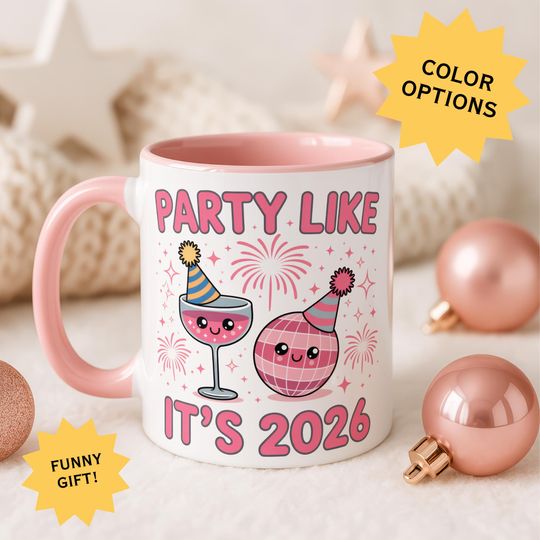 Discover Happy New Year 2026 Mug - Ceramic 11oz Coffee Cup with Colored Accents - Festive New Year Gift & Morning Coffee Cup