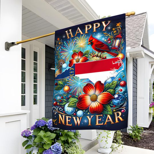 Discover North Carolina Happy New Year Flag