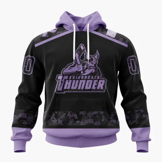 Discover Personalized Adirondack Thunder Hoodie Special Hockey Fights Cancer Black