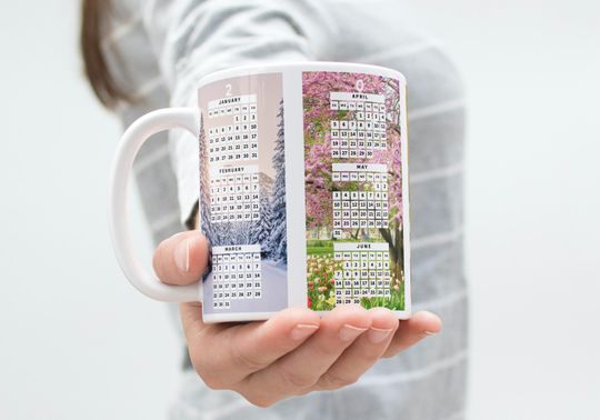 Discover 2026 Seasonal Calendar Mug, Winter, New Year, Christmas, Planner Cup