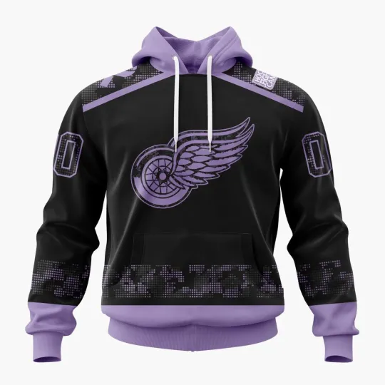 Discover Personalized Detroit Red Wings Hoodie Special Hockey Fights Cancer Black