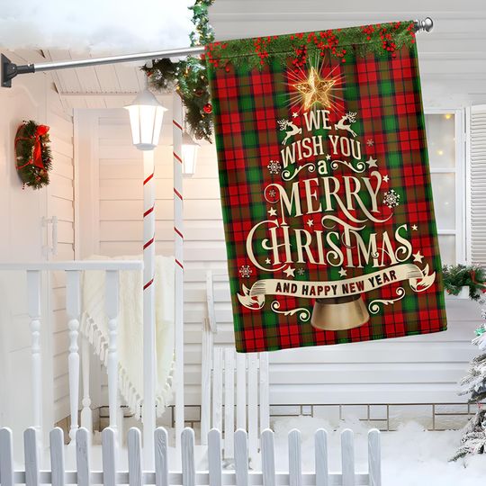 Discover Merry Christmas Happy New Year 2026 Flag, Holiday Yard Banner, Winter Outdoor Decoration
