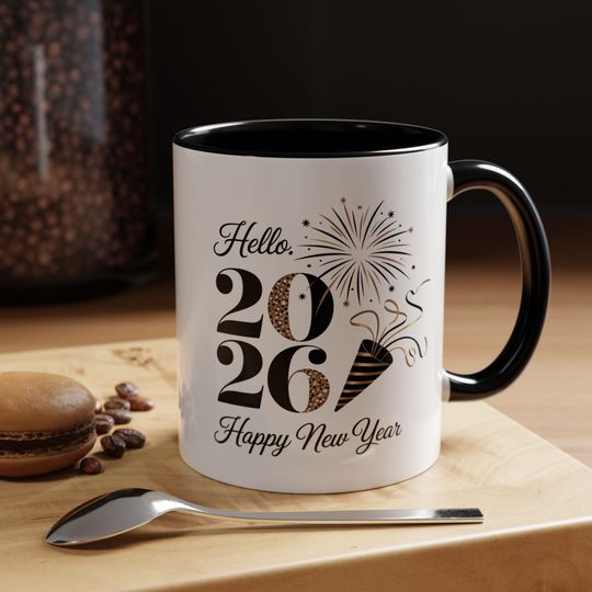 Discover Hello 2026 New Year Mug | Accent Coffee Mug 11oz or 15oz