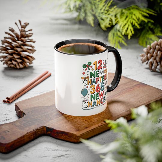 Discover 12 New Chapters 365 New Chances Mug | New Year 2026 Celebration