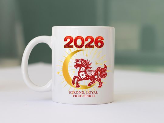 Discover Year of the Horse 2026 Mug | Chinese New Year Mug | Lunar New Year Gift | Zodiac Horse Cup | Chinese New Year Gift
