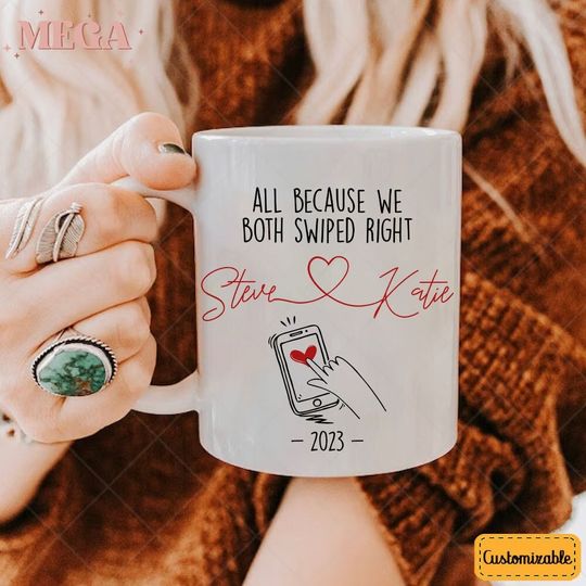 Discover Personalized Online Dating Mug, We Swiped Right Mug, Met Online Gift, Online Dating Gift, Internet Dating Gift 001101