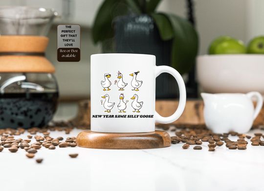 Discover New Year Same Silly Goose Mug l Funny Goose Coffee Cup | Cute Goose Mug | New Year Humor Gift