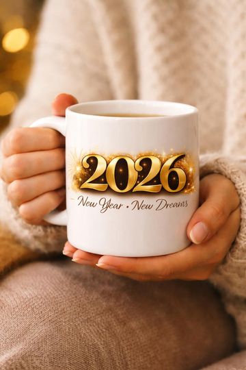 Discover 2026 New Year Celebration Mug | 2026 Gold Balloons Ceramic Mug